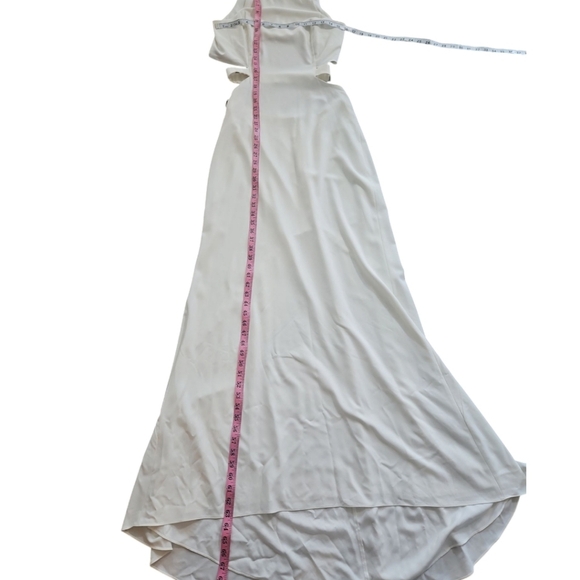 New Halston Heritage Dress Sleevless Cutout Crepe Ivory Gown Sz 2 - Picture 7 of 11